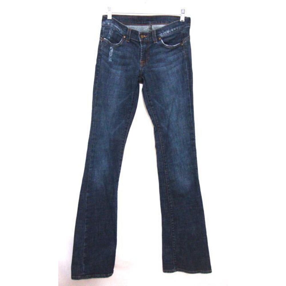 WE THE PEOPLE Swarovski Crystals Stretch Jeans 26 Blue Pockets Flare Distressed